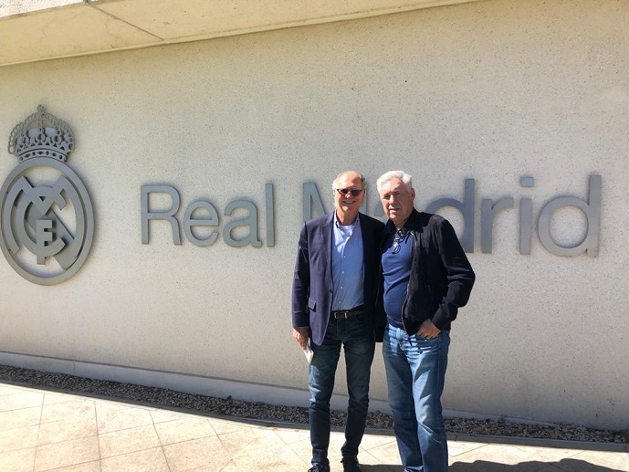 Falcão visita o Real Madrid para observar treinos de Carlo Ancelotti — Foto: Divulgação