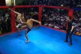 Vídeo: prefeito apanha, mas vence luta de MMA com adversário político